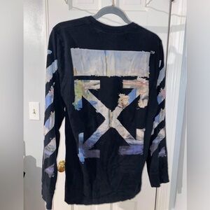 Off-White Black, Blue, & White Graphic Long Sleeve Tee